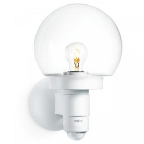 Steinel L 115 S White Classic Outdoor Wall Light PIR Motion Sensor Glass Globe Soft Light Manual Override