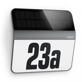Steinel XSolar LH-N Anthracite Solar Outdoor House Number Twilight Sensor Dusk to Dawn incl. Adhesive House Numbers