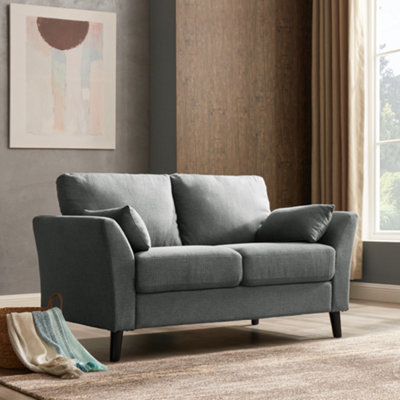 Stella 2 Seater Sofa, Grey Linen Fabric