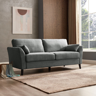 Stella 3 Seater Sofa, Grey Linen Fabric