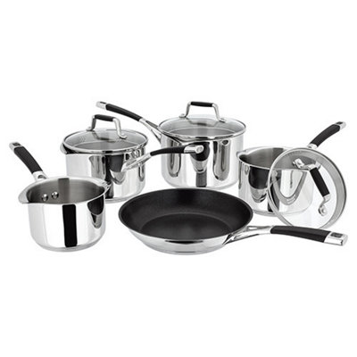 Stellar Induction S5C1D Set of 5 Stainless Steel Draining Saucepans Pans