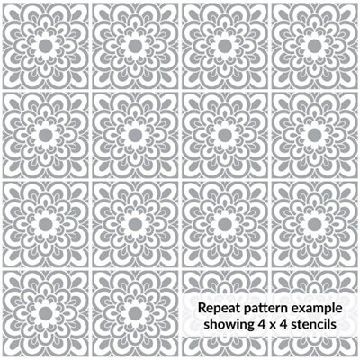 Stencil It Maisie Reusable Tile Stencil for Walls, Floors, Patio and furniture 30cm(L) 30cm(W)