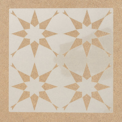 NAKLEO Large Tile Painting Stencil 60x60cm - Geometric Sun Star Pattern, Reusable Plastic For Walls, Floors, DIY