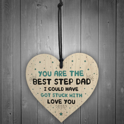 Step Dad Gift Wooden Heart Step Dad Birthday Christmas Gift Thank You ...