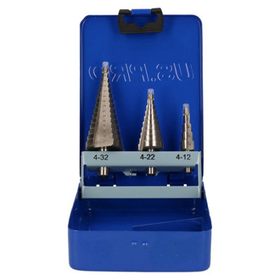 Step drill / cone cutter / drill bits 3pc set / kit 4mm - 32mm AT321