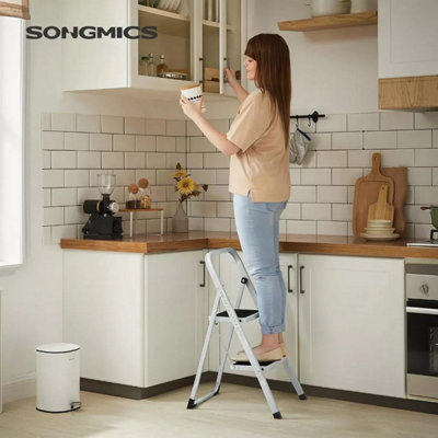 Step Ladder 2-Step Folding Safety Lock Space Saving Storage Safety Non ...