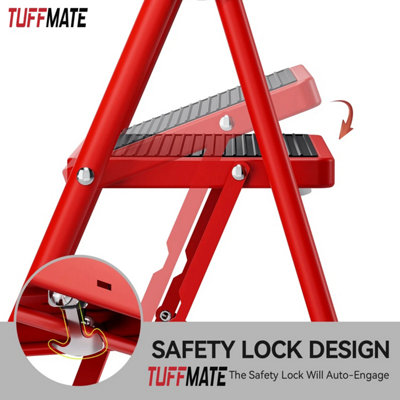 Step Ladder 3 Treads Portable with Handle TUFFMATE