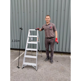 Step Ladders Small 6 Tread 1.31m Lightweight Aluminium Swingback Builders Steps