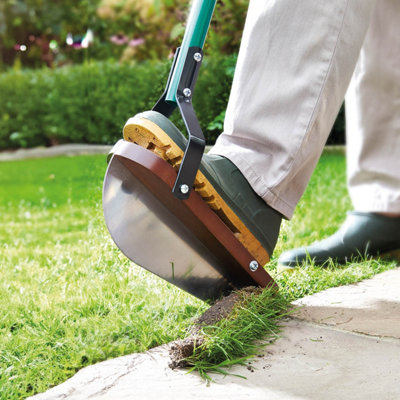 Step Lawn Edger with Stainless Steel Blade, Easy-Cut Garden Border Tool with Plastic Foot Plate