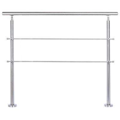 Step Railing Stair Railing Banister Stainless Steel Handrail with 2 Cross Bars for Indoor Outdoor W 180 cm