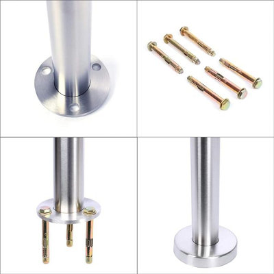 Step Railing Stair Railing Banister Stainless Steel Handrail with 2 Cross Bars for Indoor Outdoor W 180 cm - 4