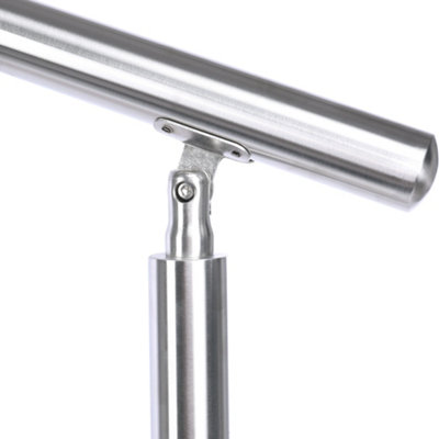 Step Railing Stair Railing Banister Stainless Steel Handrail with 2 Cross Bars for Indoor Outdoor W 180 cm - 5