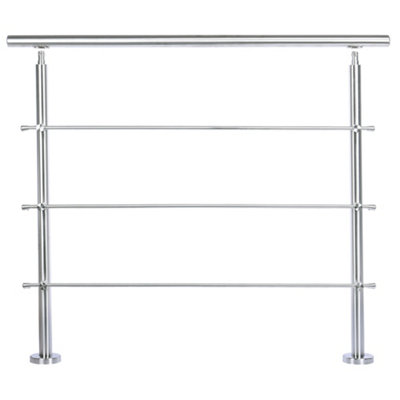 Step Railing Stair Railing Banister Stainless Steel Handrail with 3 Cross Bars for Indoor Outdoor W 120 cm