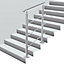 Step Railing Stair Railing Banister Stainless Steel Handrail with 3 Cross Bars for Indoor Outdoor W 150 cm