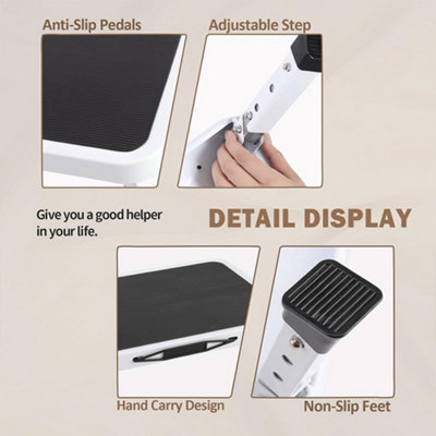 Step Stool Ladder Foldable 3 Adjustable Height Max Load 150KG for Home