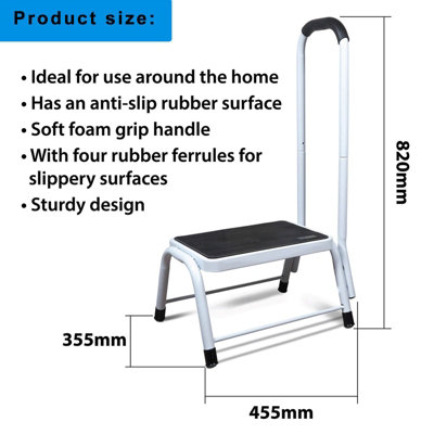 Step Stool Non Slip Mat Caravan Door Ladder Van Motorhome Camper With Handrail