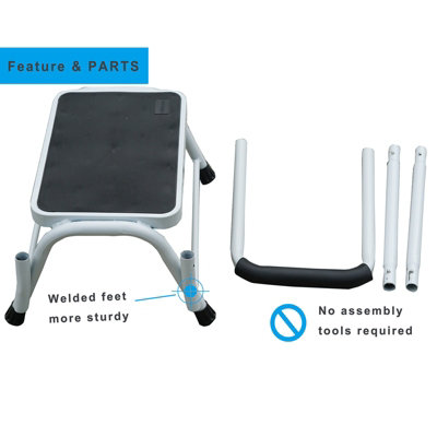 Step Stool Non Slip Mat Caravan Door Ladder Van Motorhome Camper With Handrail - 5