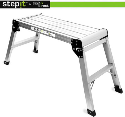 StepIt 150kg Aluminium Work Platform, Folding Step Up, Secure Lock, 150kg  High Capacity, EN131 Certified