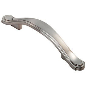 Stepped Edge Cupboard Bow Pull Handle 76mm Fixing Centres Satin Nickel
