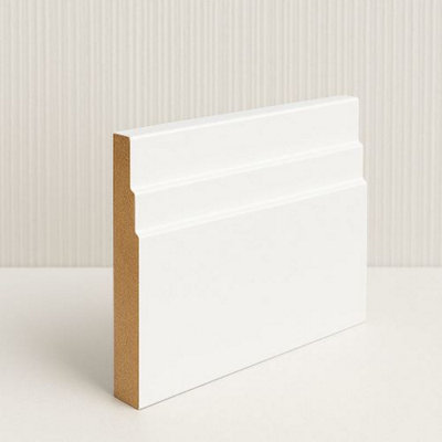 Stepped MDF Skirting Board (L) 2400mm (W) 120mm (T) 17mm Undercoated with Smooth Finish - PACK OF 5