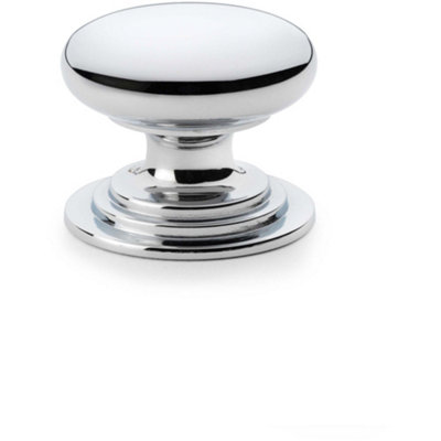 Stepped Round Door Knob Polished Chrome 38mm Classic Kitchen Cabinet Pull Handle