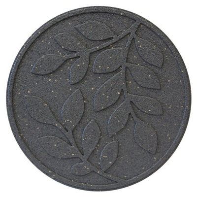 Stepping Stones Recycled Rubber Ornamental Garden Path Eco Friendly Weatherproof Leaf Design (x4 Grey)