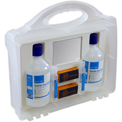 Sterile Eye & Wound Washing Station - 2 x 500ml Sterile Wash - Wall Bracket