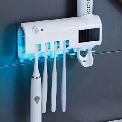 Sterilizer Toothbrush Holder Wall Mount Toothpaste Dispenser No Drill