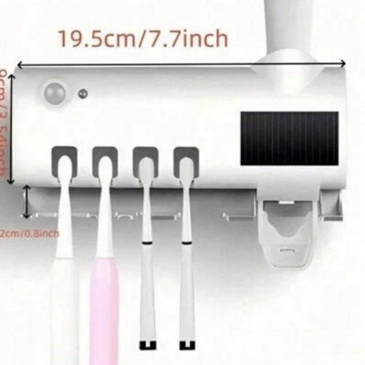 Sterilizer Toothbrush Holder Wall Mount Toothpaste Dispenser No Drill