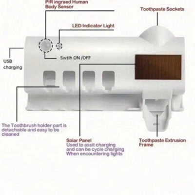 Sterilizer Toothbrush Holder Wall Mount Toothpaste Dispenser No Drill