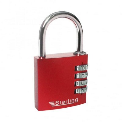 Sterling Anodised Combo Padlock Red (One Size)