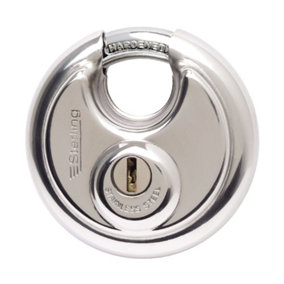 Sterling Heavy Security Closed Shackle Disc Padlock Chrome (7cm)