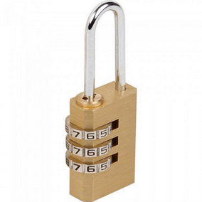 Sterling Light Security 3-Dial Combination Padlock Br (30mm)