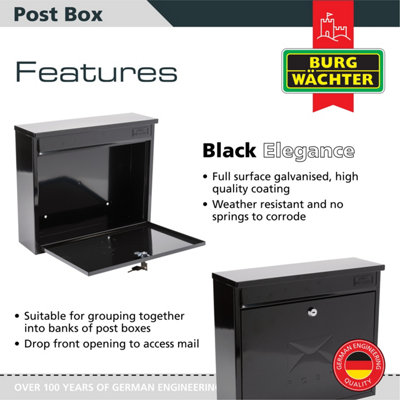 Sterling MB02BK Post Box Square Black