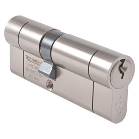 Sterling Satin Nickel Plated Euro Cylinder Lock Silver (35mm x 35mm)