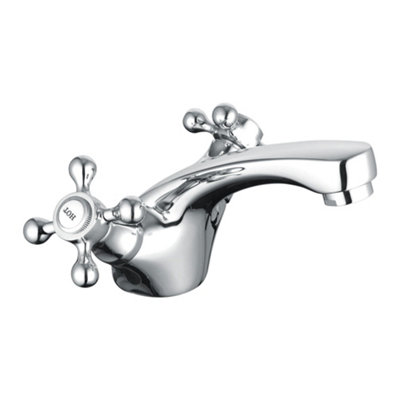 Sterling Traditional Bathroom Basin Sink Mono Mixer Tap Cross Head Chrome Brass