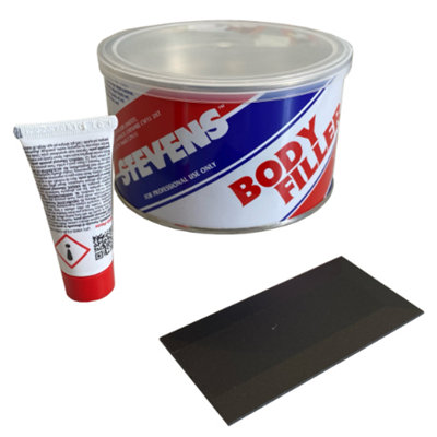 Stevens Body Filler 450g Kit includes hardener and mixing dish