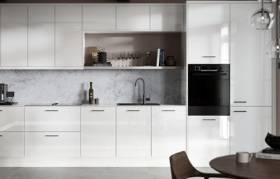 Stevia light grey gloss fitted kitchen