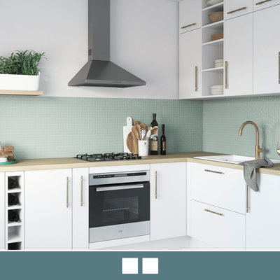Explore the Stevia gloss light grey kitchen, featuring high shine slab doors for easy cleaning.