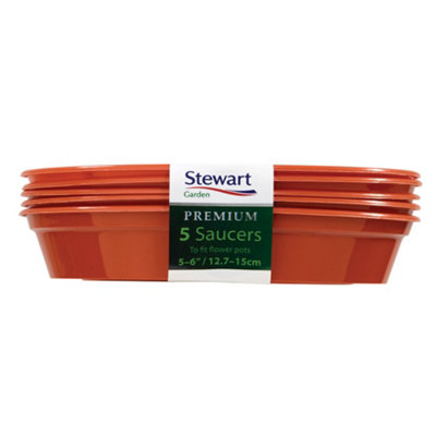 Stewart Premium Flower Pot Saucers (Pack Of 5) Terracotta (One Size) DIY at B&Q