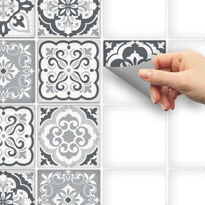 Stick and Go 18 Tile Stickers : Aragon - To stick over 10cm x 10cm (4x4) tiles Peel off the StickerRoll - apply on tiles