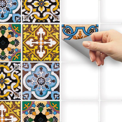 Stick and Go 18 Tile Stickers : Moroccan Mix - To stick over 10cm x ...