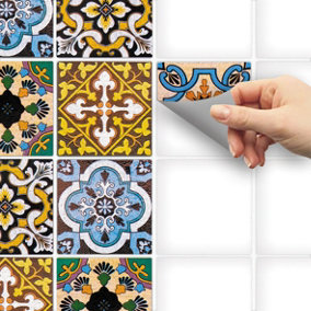 Stick and Go 18 Tile Stickers : Moroccan Mix - To stick over 10cm x 10cm (4x4) tiles Peel off the StickerRoll - apply on tiles
