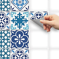Stick and Go 18 Tile Stickers : Seville - To stick over 10cm x 10cm (4x4) tiles Peel off the StickerRoll - apply on tiles