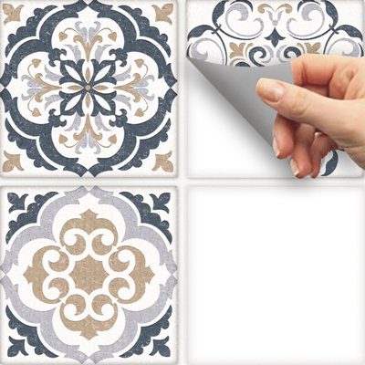 Stick and Go 8 Tile Stickers : Florette - To stick over 15cm x 15cm (6 ...