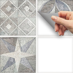 Stick and Go 8 Tile Stickers : Geostone - To stick over 15cm x 15cm (6x6) tiles Peel off the StickerRoll - apply on tiles