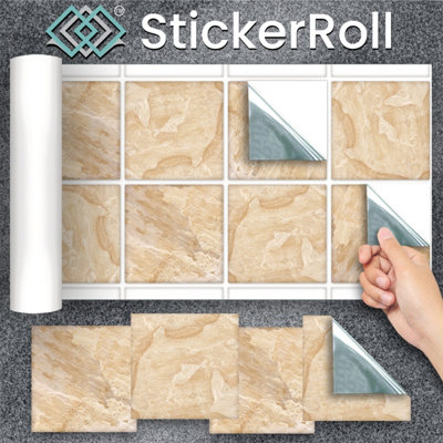 Stick and Go 8 Tile Stickers : Nevada - To stick over 15cm x 15cm (6x6) tiles Peel off the StickerRoll - apply on tiles