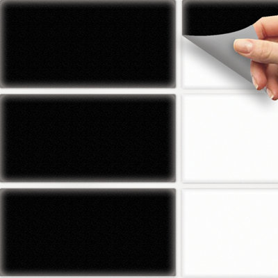 Stick and Go 9 Tile Stickers : Black Metro - To stick over 20cm x 10cm ...
