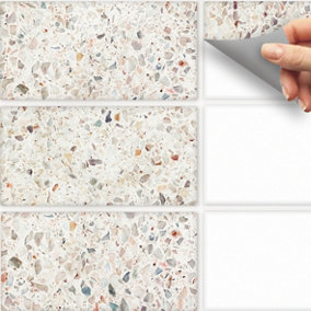Stick and Go 9 Tile Stickers : Terrazzo Stone - To stick over 20cm x 10cm (8x4) tiles Peel off the StickerRoll - apply on tiles