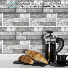 Stick and Go Self Adhesive Stick On Tiles Aurora 8" x 4" Box of 8 Apply over any tile, or directly on to the wall